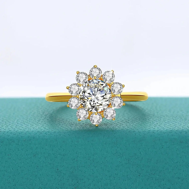 14K Gold Moissanite Flower Ring Rings by Dropshee