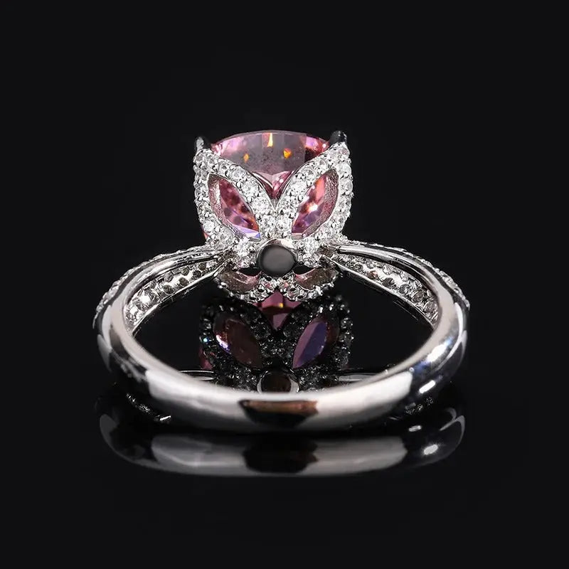 Vintage Pink Moissanite Diamond Ring 100% Real 925 Sterling Silver Party Wedding Band Rings for Women Bridal Engagement Jewelry Rings by Dropshee