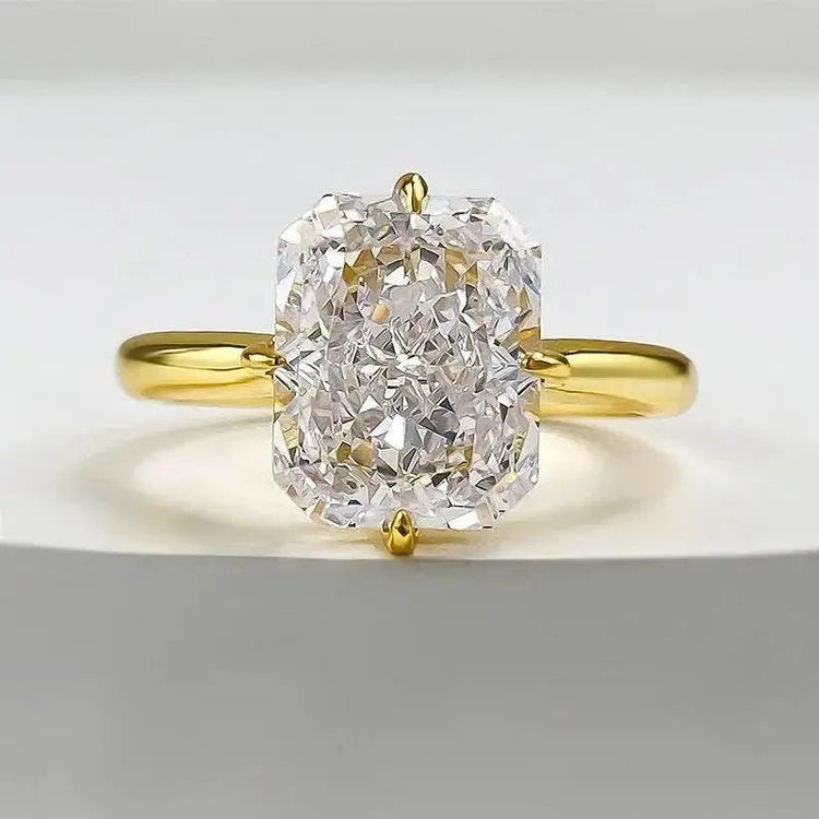 Radiant Cut Lab Moissanite Diamond Ring 100% Real 925 Rings by Dropshee