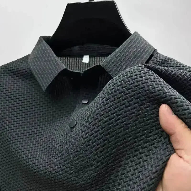 Mens Lop-Up Hollow Short-Sleeved Woven Shirts T-shirts by DSERS