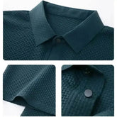 Mens Lop-Up Hollow Short-Sleeved Woven Shirts T-shirts by DSERS