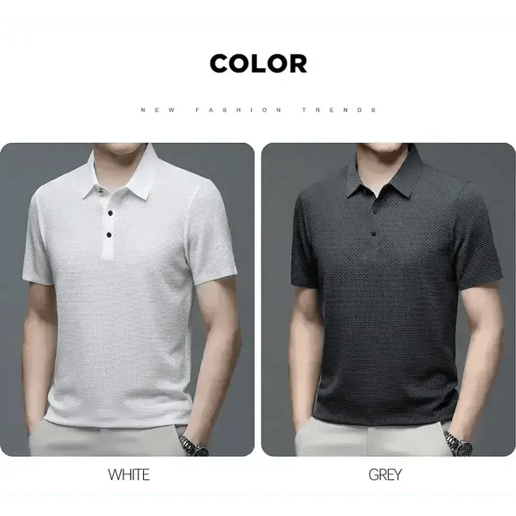 Mens Lop-Up Hollow Short-Sleeved Woven Shirts T-shirts by DSERS