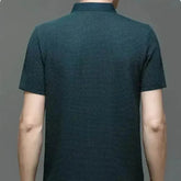 Mens Lop-Up Hollow Short-Sleeved Woven Shirts T-shirts by DSERS