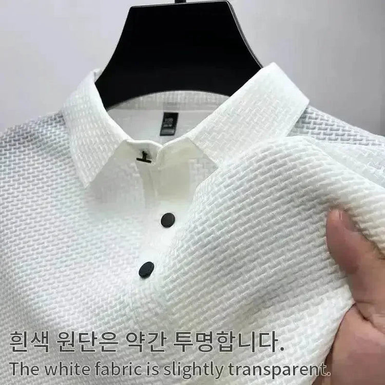 Mens Lop-Up Hollow Short-Sleeved Woven Shirts T-shirts by DSERS