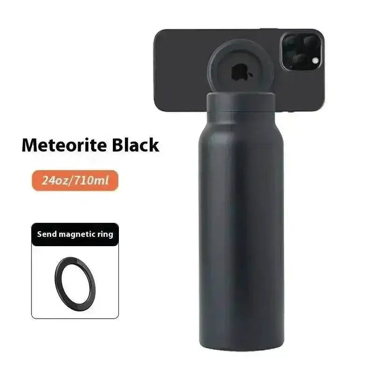 Metallic Sports Thermal Insulation Water Bottle Magnetic Phone Holder Stainless Steel Sports Bottle Insulated Mug with Magnetic Phone Holder by CJ / BWL Perfect Home Store