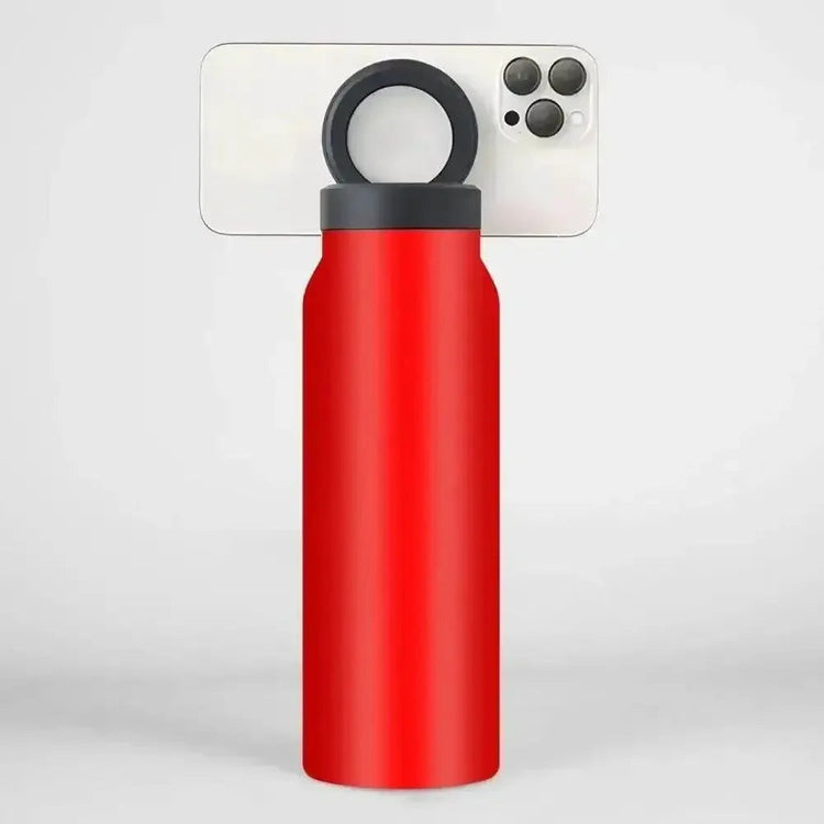 Metallic Sports Thermal Insulation Water Bottle Magnetic Phone Holder Stainless Steel Sports Bottle Insulated Mug with Magnetic Phone Holder by CJ / BWL Perfect Home Store