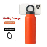 Metallic Sports Thermal Insulation Water Bottle Magnetic Phone Holder Stainless Steel Sports Bottle Insulated Mug with Magnetic Phone Holder by CJ / BWL Perfect Home Store