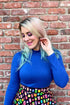 Blue Mock Neck Top Shirts & Tops by Retrolicious
