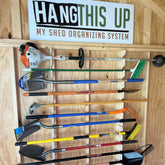 Complete Shed Organization Kit – Yard & Garden Tool Storage System Organizer for Shed Outdoor Storage by HangThis Up My Shed Organizing System