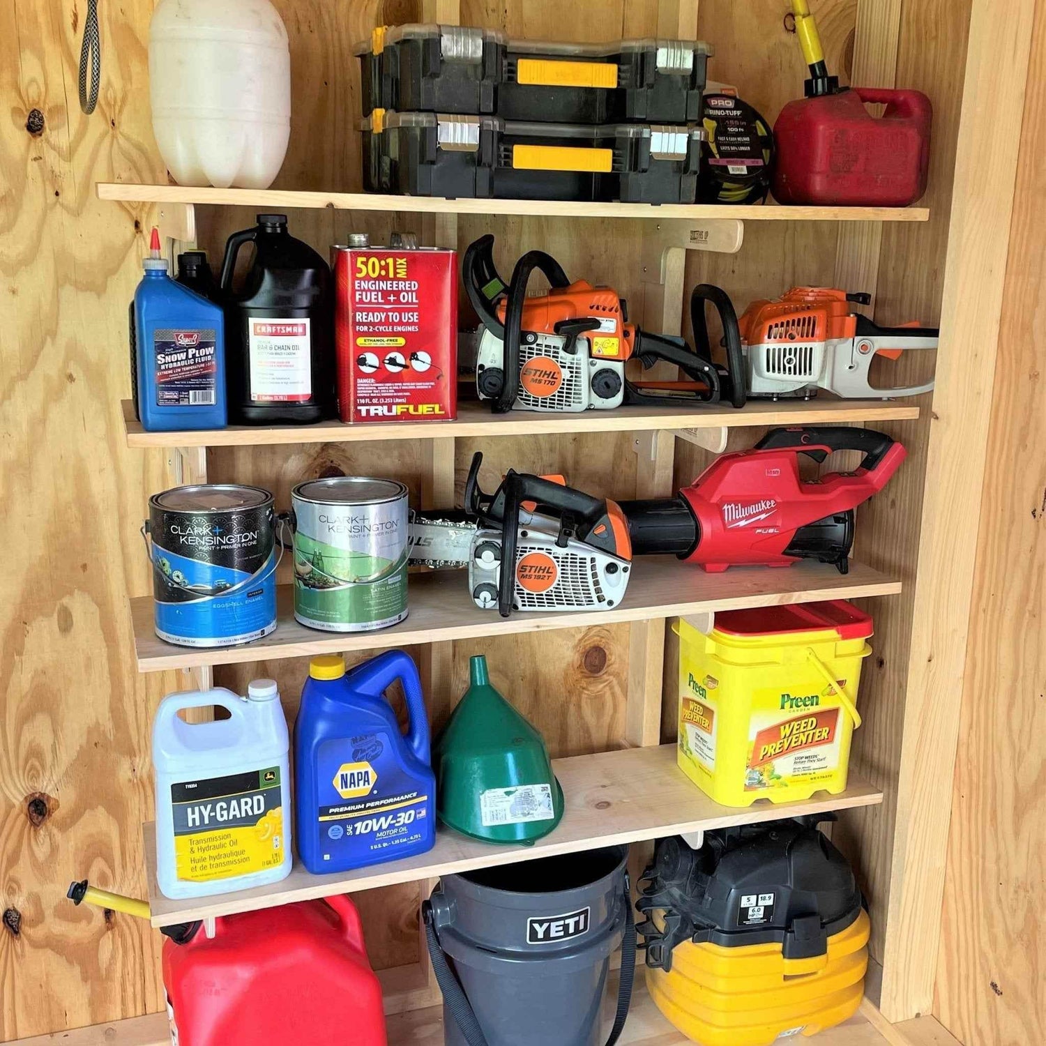 Complete Shed Organization Kit – Yard & Garden Tool Storage System Organizer for Shed Outdoor Storage by HangThis Up My Shed Organizing System