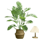 Palm Plant Table Lamp Home Garden Party Decor Artificial Flowers by Kmitang Official Store