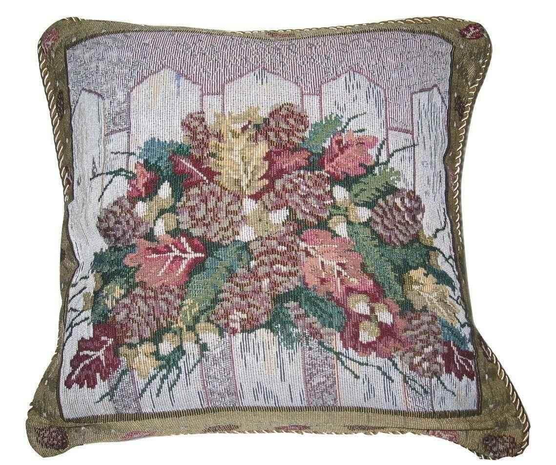 DaDa Bedding Set of 2-Pieces Festive Holiday Fiesta Floral Botanical Tapestry Throw Pillow Covers w/ Inserts - 18" x 18" Pillows by DaDalogy Bedding Collection