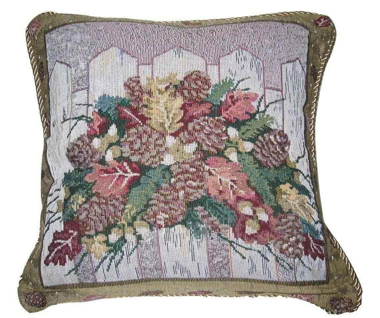 DaDa Bedding Set of 2-Pieces Festive Holiday Fiesta Floral Botanical Tapestry Throw Pillow Covers w/ Inserts - 18" x 18" Pillows by DaDalogy Bedding Collection