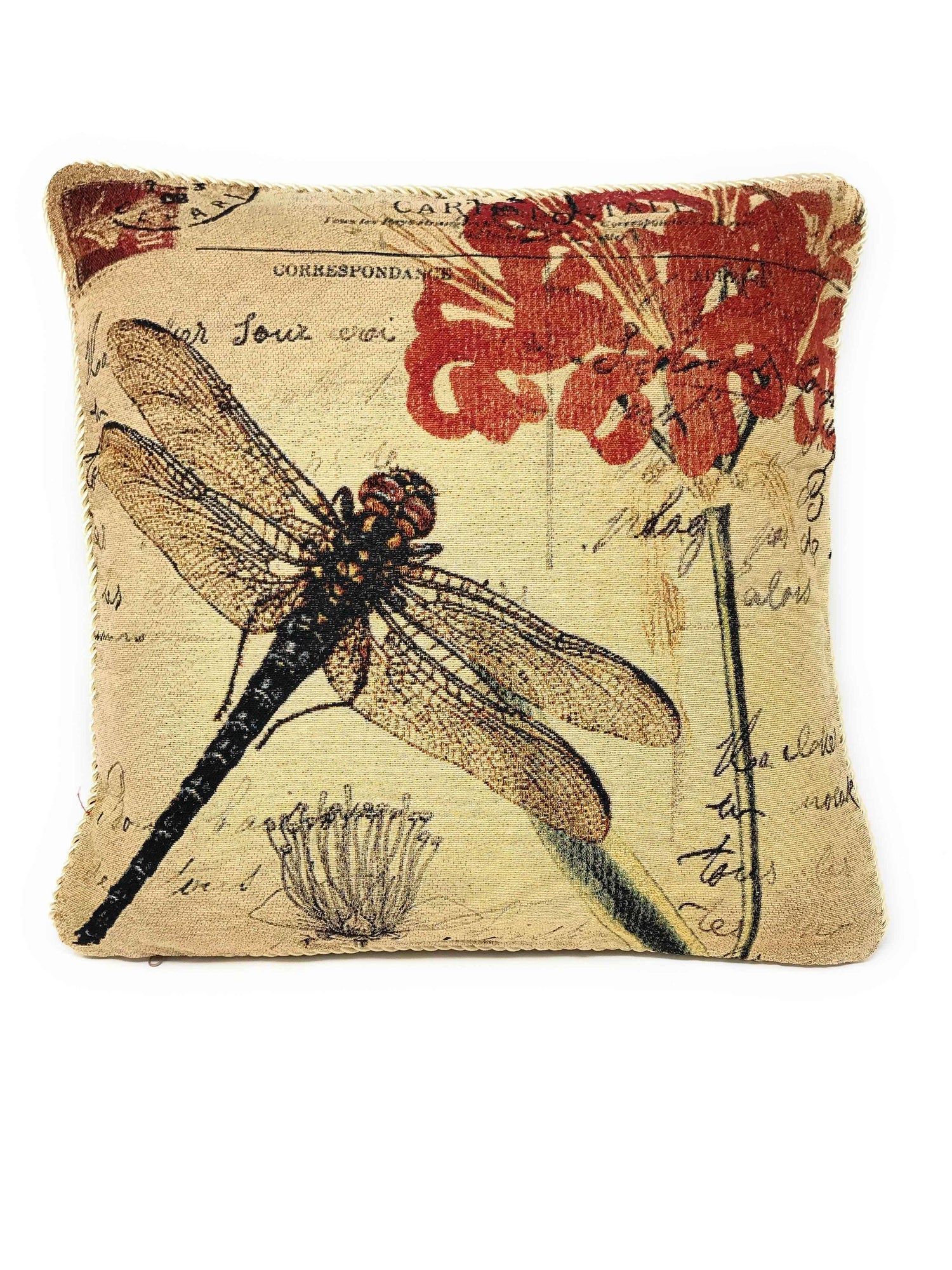 DaDa Bedding Set of 2-Pieces Dragonfly Dreams Nature Garden Tapestry Throw Pillow Covers w/ Inserts - 18" x 18" Pillows by DaDalogy Bedding Collection
