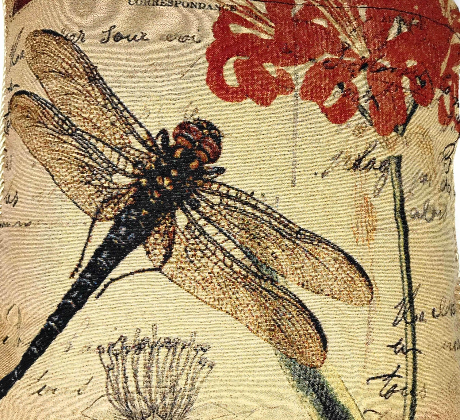 DaDa Bedding Set of 2-Pieces Dragonfly Dreams Nature Garden Tapestry Throw Pillow Covers w/ Inserts - 18" x 18" Pillows by DaDalogy Bedding Collection
