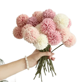 Pink and White Silk Kiku Flowers Bouquet Flower by Yajia Decorative Store
