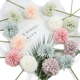 Pink and White Silk Kiku Flowers Bouquet Flower by Yajia Decorative Store