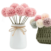 Pink and White Silk Kiku Flowers Bouquet Flower by Yajia Decorative Store