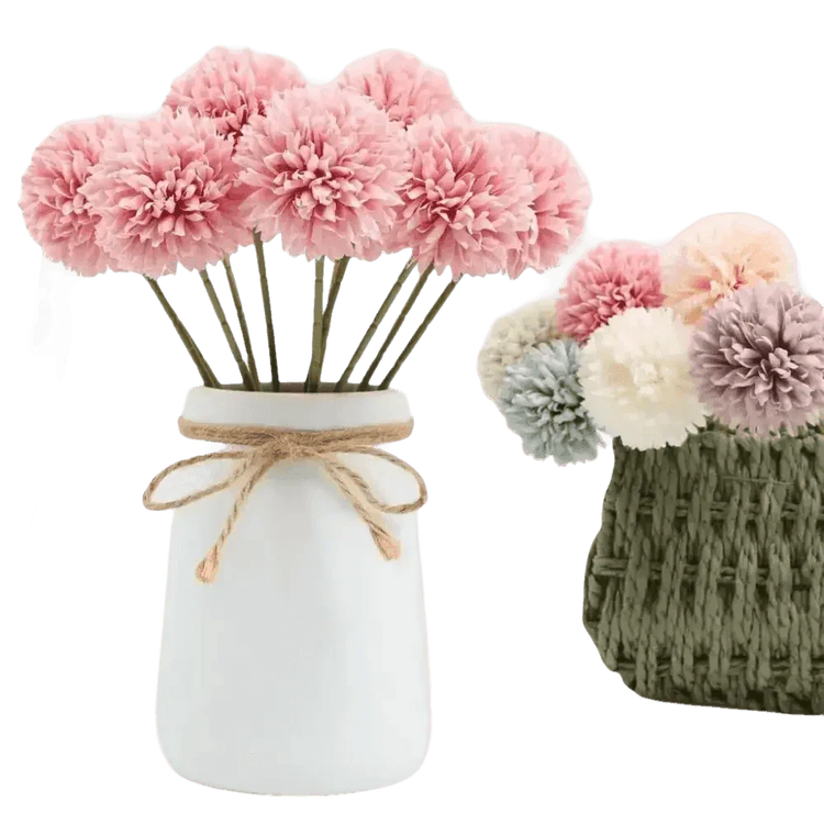Pink and White Silk Kiku Flowers Bouquet Flower by Yajia Decorative Store