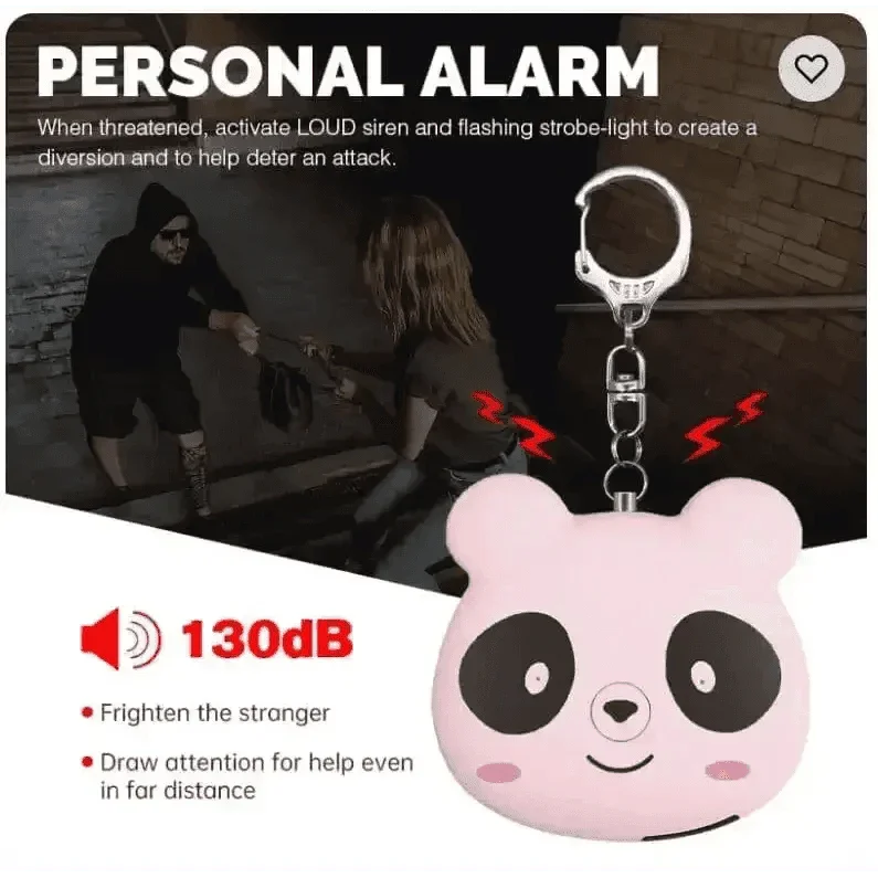 Pink Panda Cute Rechargeable Personal Alarm Keychain Personal Alarm by eboy2050GIFTS