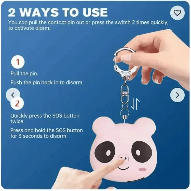 Pink Panda Cute Rechargeable Personal Alarm Keychain Personal Alarm by eboy2050GIFTS