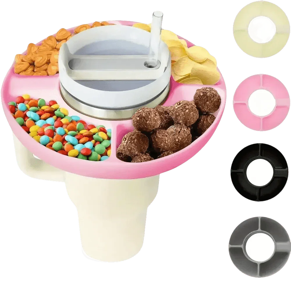 Pink Silicone Snack Bowl with Cup Holder snack bowl by Coldrain Tv Box Store