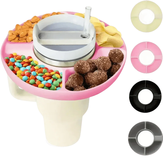 Pink Silicone Snack Bowl with Cup Holder snack bowl by Coldrain Tv Box Store