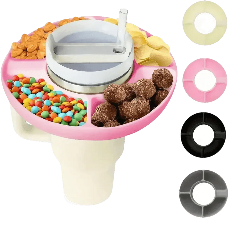Pink Silicone Snack Bowl with Cup Holder snack bowl by Coldrain Tv Box Store