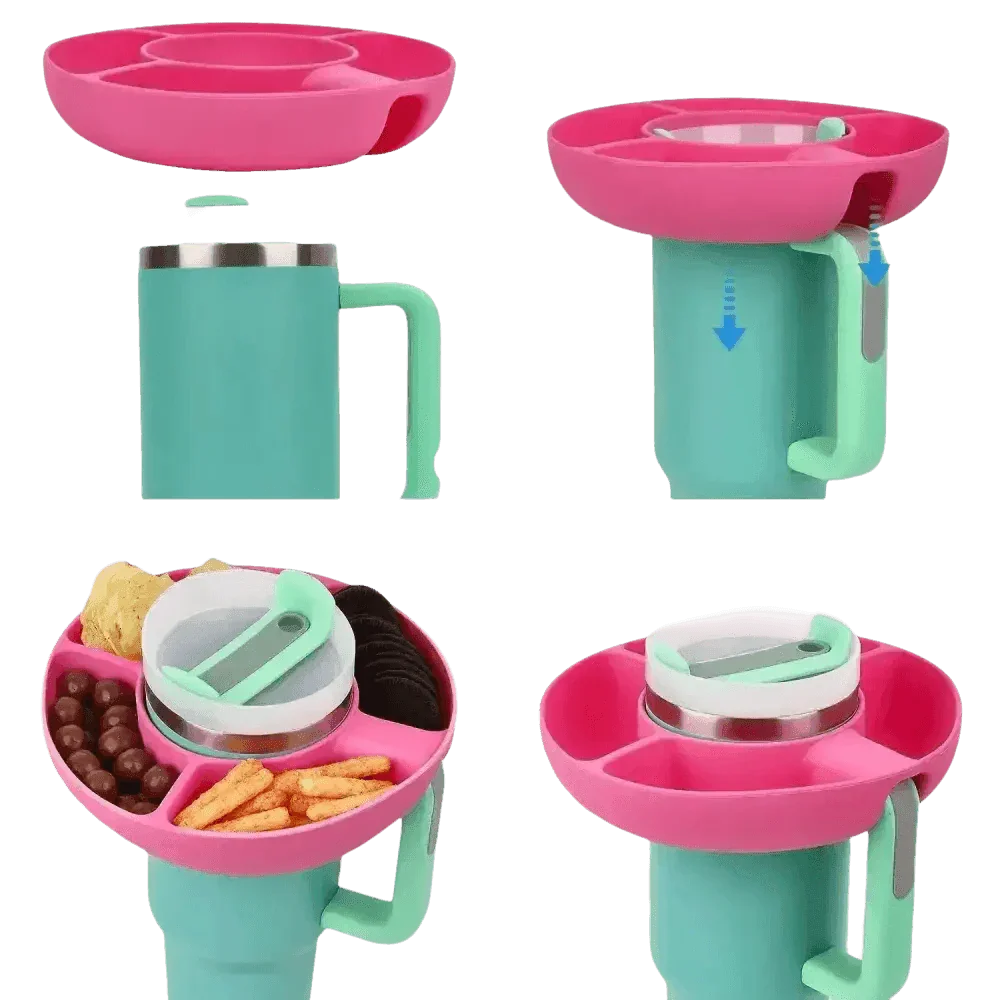 Pink Silicone Snack Bowl with Cup Holder snack bowl by Coldrain Tv Box Store