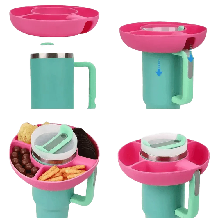 Pink Silicone Snack Bowl with Cup Holder snack bowl by Coldrain Tv Box Store