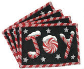 DaDa Bedding Set of 4-Pieces Peppermint Joy Holiday Tapestry Placemats 13” x 19” (12904) Placemat by DaDalogy Bedding Collection