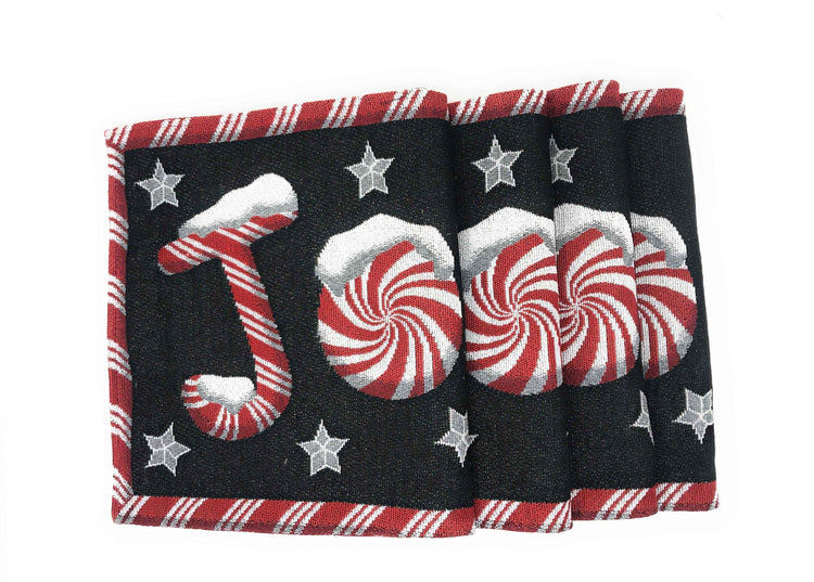 DaDa Bedding Set of 4-Pieces Peppermint Joy Holiday Tapestry Placemats 13” x 19” (12904) Placemat by DaDalogy Bedding Collection