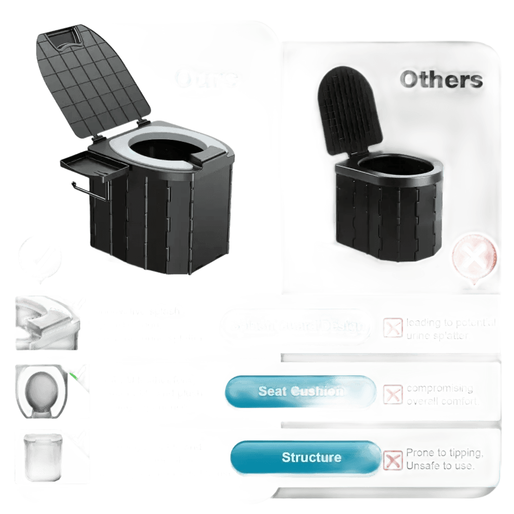 Portable Folding Toilet with Dispenser and Phone Holder portable toilet by TianZe Store Store