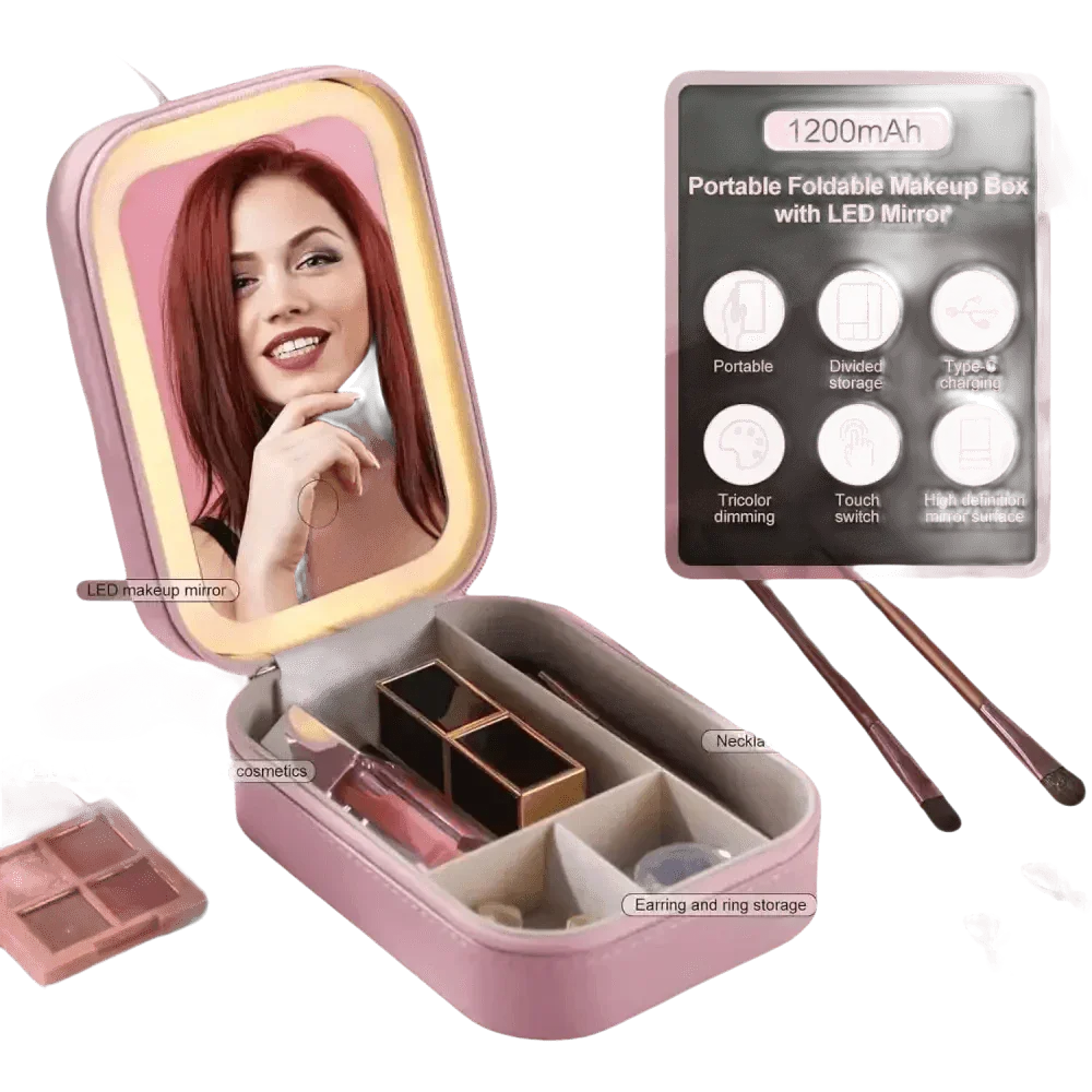 Portable LED Mirror Travel Makeup Box Makeup by DSERS