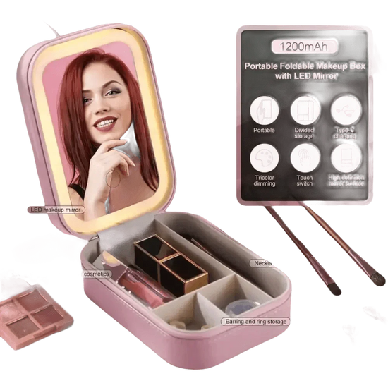 Portable LED Mirror Travel Makeup Box Makeup by DSERS
