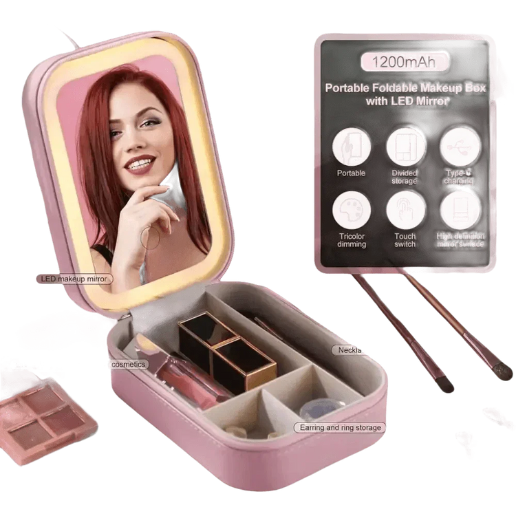 Portable LED Mirror Travel Makeup Box Makeup by DSERS