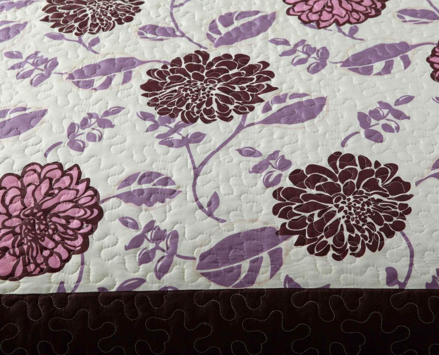 DaDa Bedding Bohemian Purple Blooms Floral Garden Pink Brown Bedspread Set (KBJ1629) Quilts by DaDalogy Bedding Collection