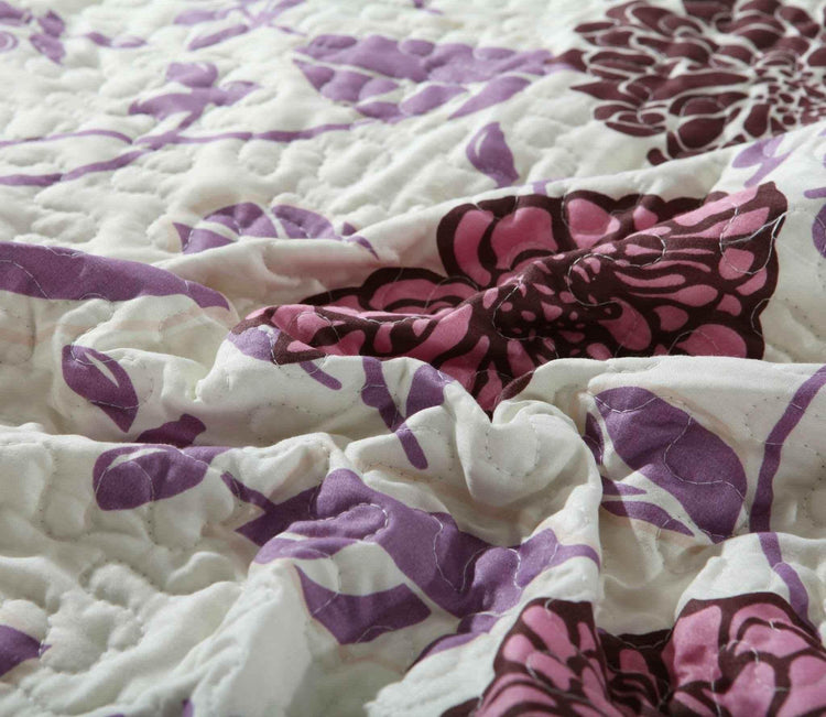 DaDa Bedding Bohemian Purple Blooms Floral Garden Pink Brown Bedspread Set (KBJ1629) Quilts by DaDalogy Bedding Collection