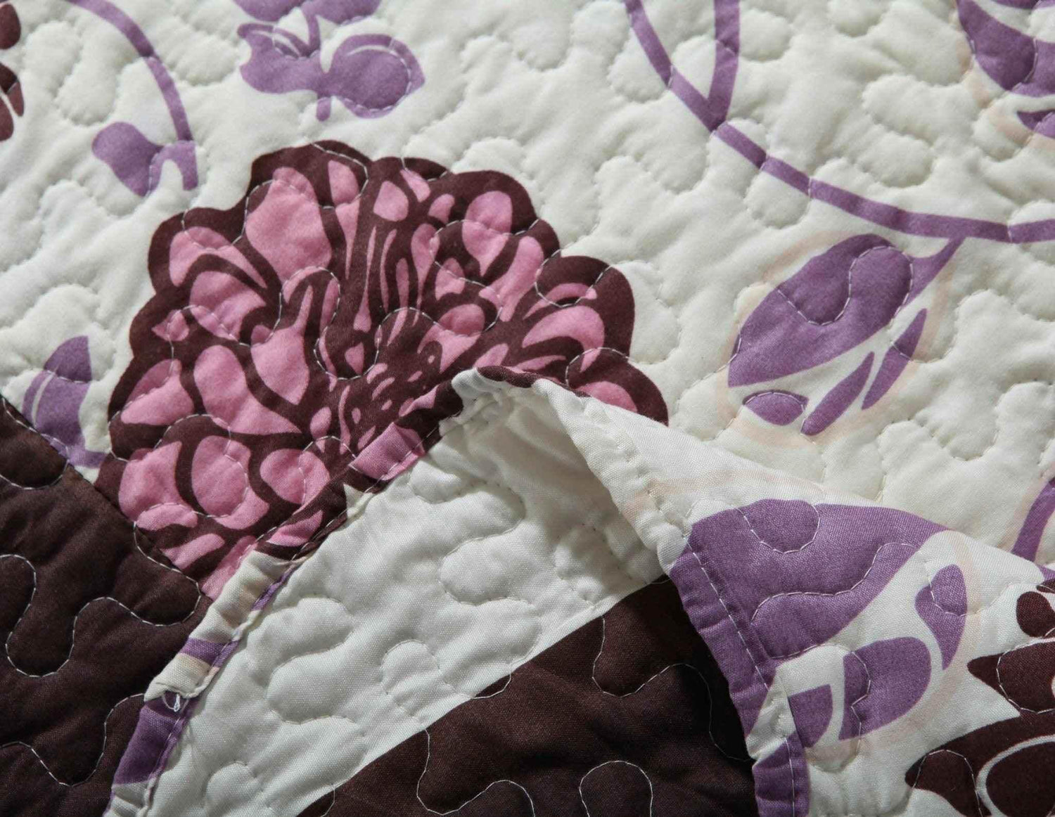 DaDa Bedding Bohemian Purple Blooms Floral Garden Pink Brown Bedspread Set (KBJ1629) Quilts by DaDalogy Bedding Collection