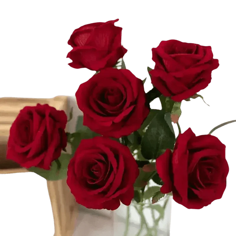 Red Roses in Vase Beautiful Silk Artificial Rose Flowers Roses by Kahaul Official Store