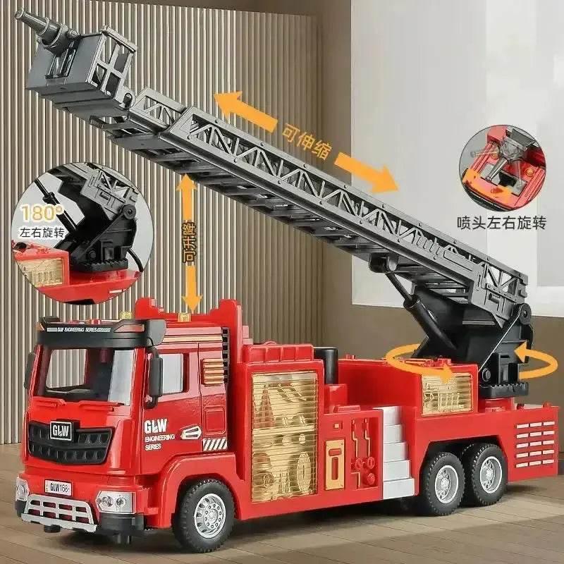 Red Toy Fire Truck with Sprayable Water Tank Fire Truck by DSERS