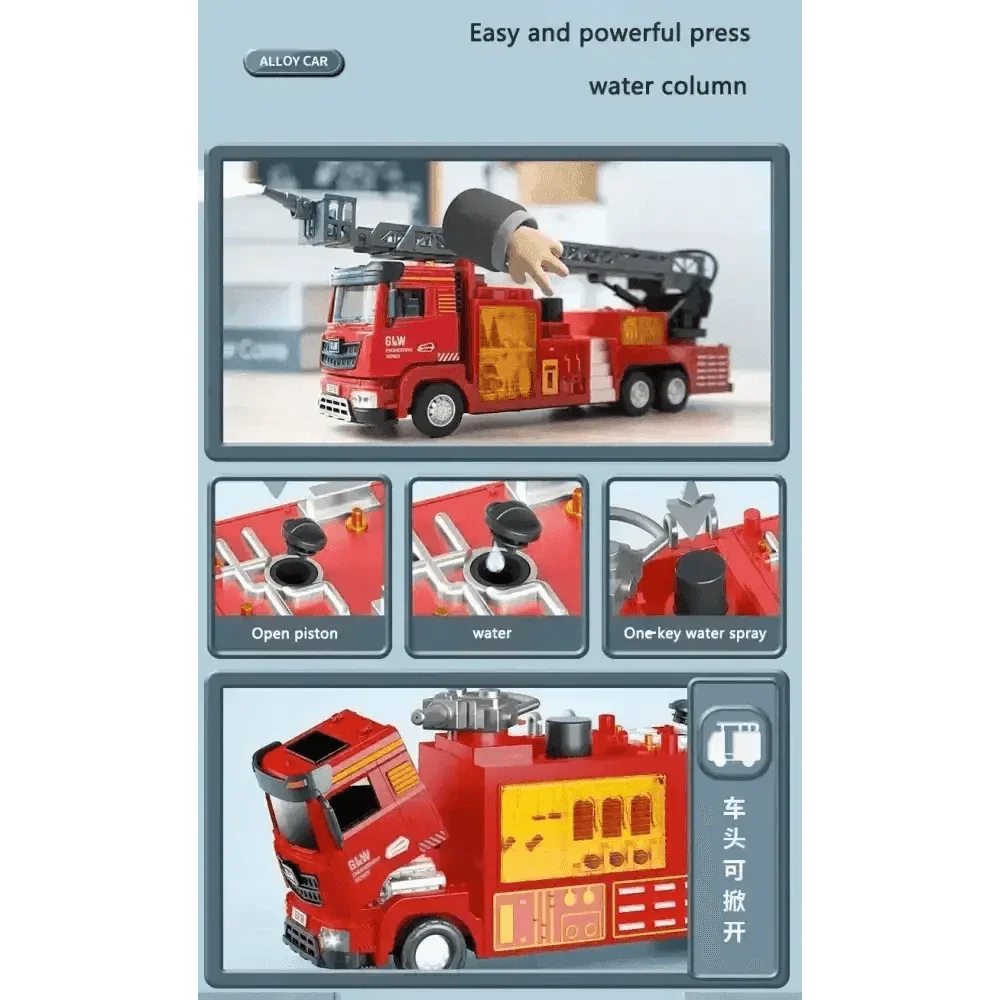 Red Toy Fire Truck with Sprayable Water Tank Fire Truck by DSERS