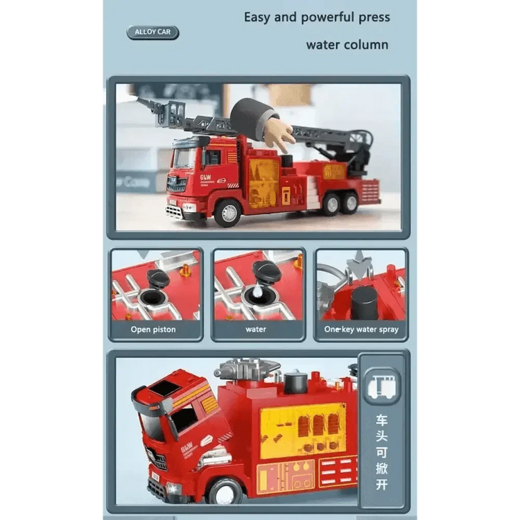 Red Toy Fire Truck with Sprayable Water Tank Fire Truck by DSERS