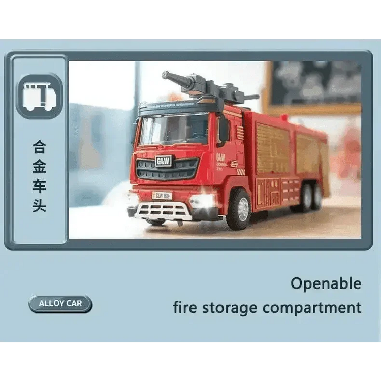Red Toy Fire Truck with Sprayable Water Tank Fire Truck by DSERS