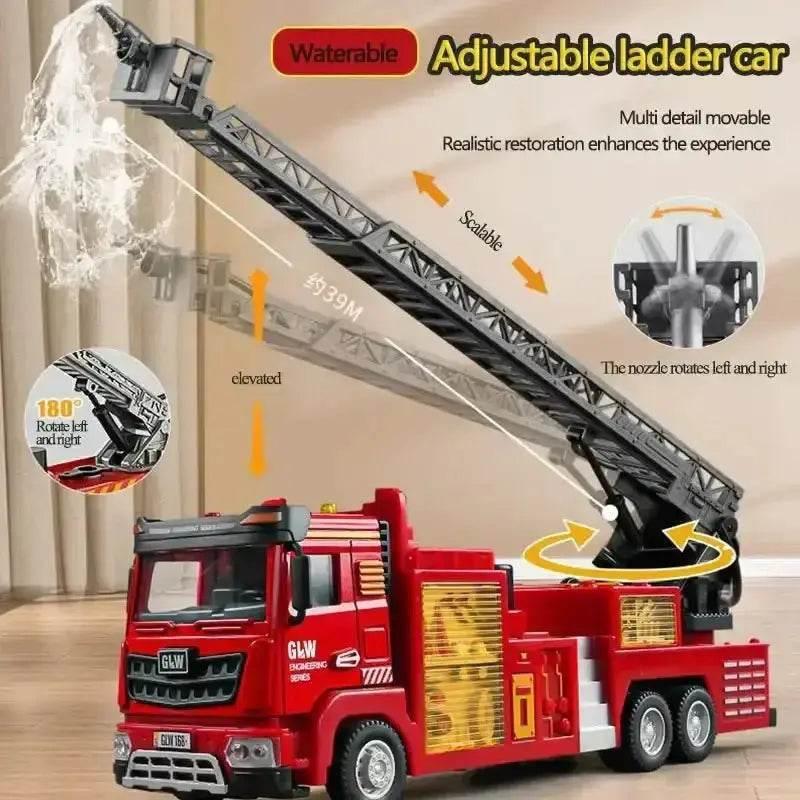 Red Toy Fire Truck with Sprayable Water Tank Fire Truck by DSERS