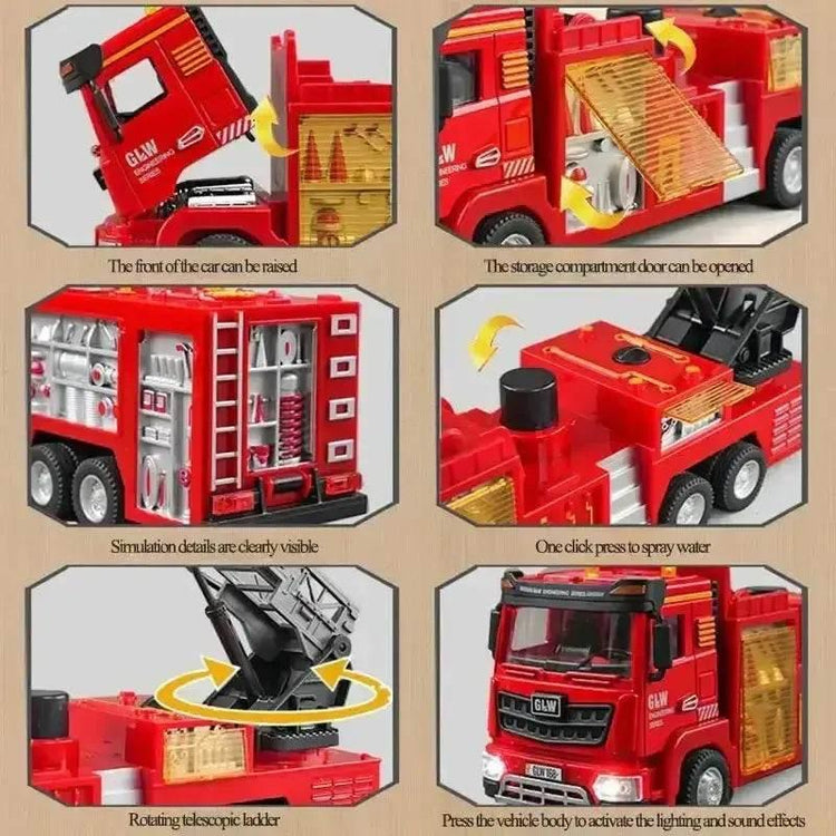 Red Toy Fire Truck with Sprayable Water Tank Fire Truck by DSERS