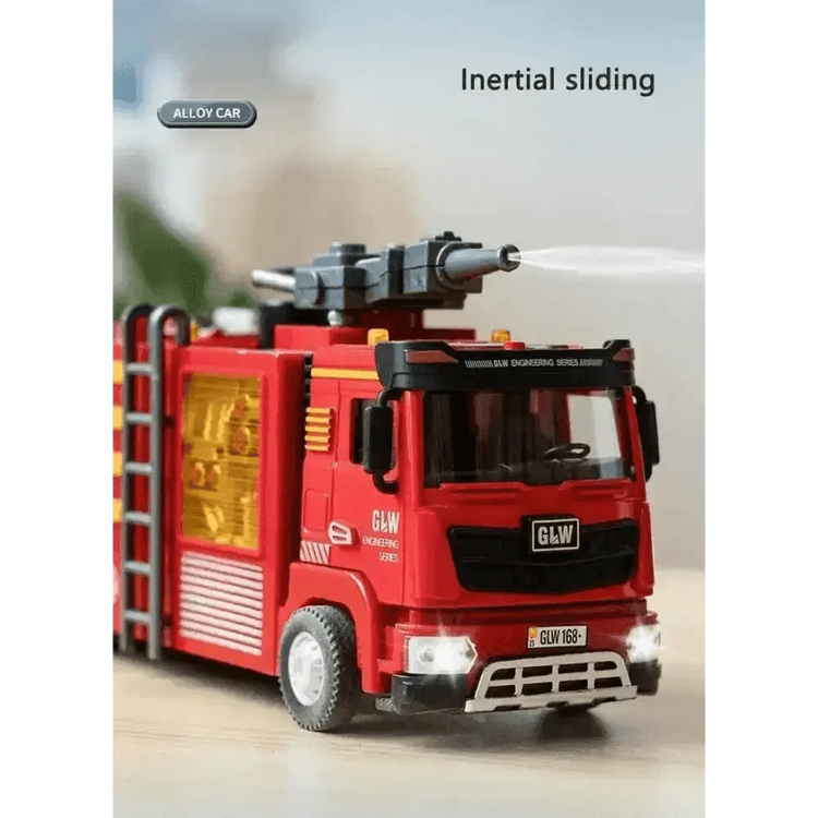 Red Toy Fire Truck with Sprayable Water Tank Fire Truck by DSERS