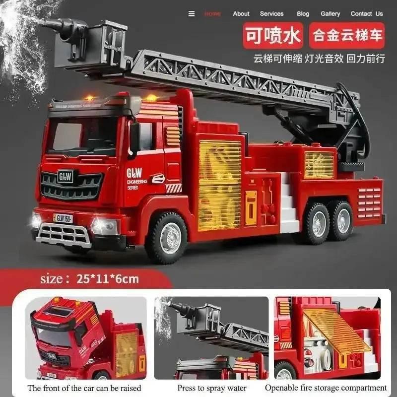 Red Toy Fire Truck with Sprayable Water Tank Fire Truck by DSERS