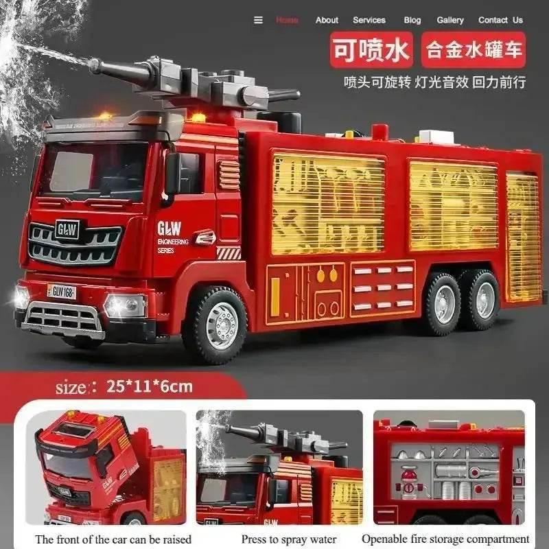 Red Toy Fire Truck with Sprayable Water Tank Fire Truck by DSERS