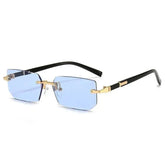 Rimless Sunglasses Rectangle Fashion Popular Women Men Shades Small Square Sun Glasses For Female Male Summer Traveling Oculus Sunglasses by Dropshee